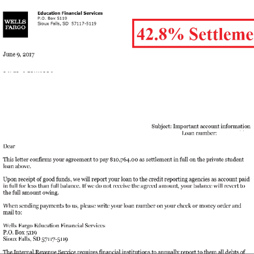 42.8% Wells Fargo settlement